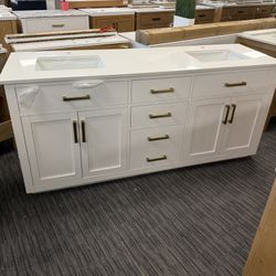 73” Bathroom Vanity In White 