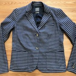 GAP Navy Blue Striped Classic Blazer Dressy Work Jacket, Women's Size 2 Top Suit