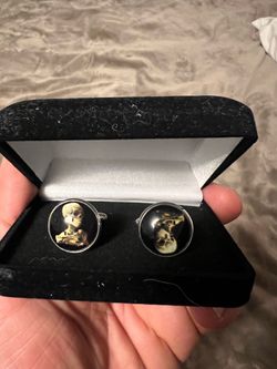 Skull Art Cufflinks Silver Tone