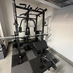 Vesta Fitness Smith Machine 1001 w/Bench Attachment | 230lb Bumpers Olympic Weights | 7ft Olympic Bar | Fitness | Gym Equipment | FREE DELIVERY 🚚 