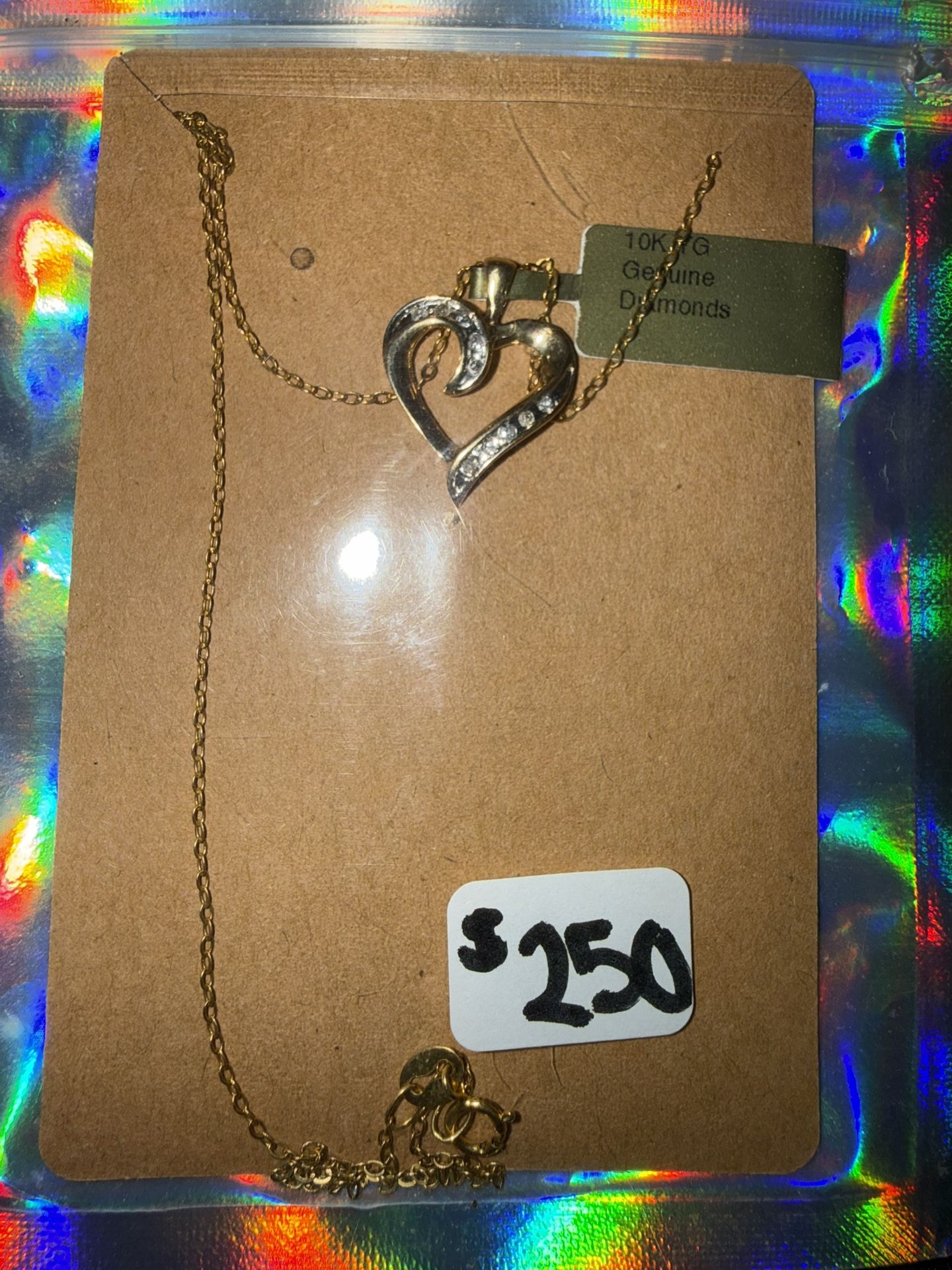 GORGEOUS New 10K Yellow Gold SOLID Heart Necklace with .75 TCW Natural Diamonds! 22”