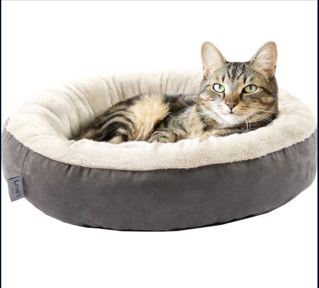 20 In cabin Round Donut Cat and Dog Cushion Bed, Bed for Cats or Small Dogs, Anti-Slip & Water-Resistant Bottom, Super Soft Durable Fabric Pet Be