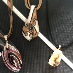 Blown Glass On Ribbon/Suede 16-18” Necklaces