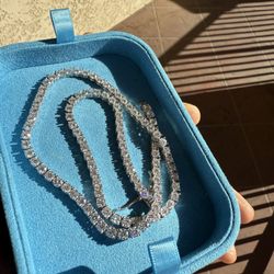 Moissanite Lab Diamond 4MM Chain Necklace 20 Inches Men’s Women’s