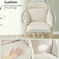 Hanging Chair, Swing Chair with Cushion, Holds up to 264 lb, Cloud White. BASE IS NOT INCLUDED 