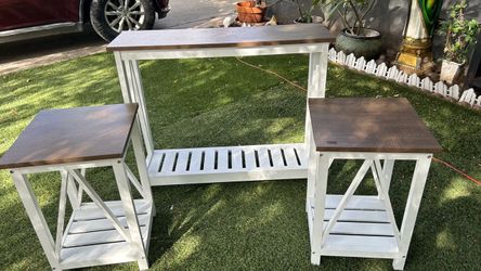 Farmhouse Console Table with 2 End Tables