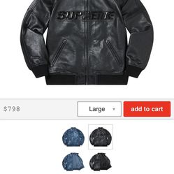 supreme leather silver surfer jacket black size large 