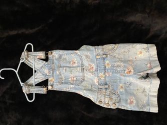 Floral Denim Overall Shorts