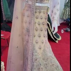 Pink And Beige Sequin Hindi Dress 