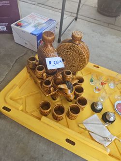 Tequilla Set ... This Is Antique ...hand Made....from Mexico..