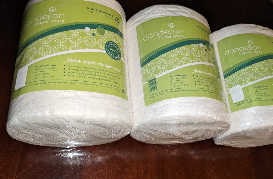 NEW Dandelion Cloth Diaper Flushable Liners Biodegradable 100% Bamboo 