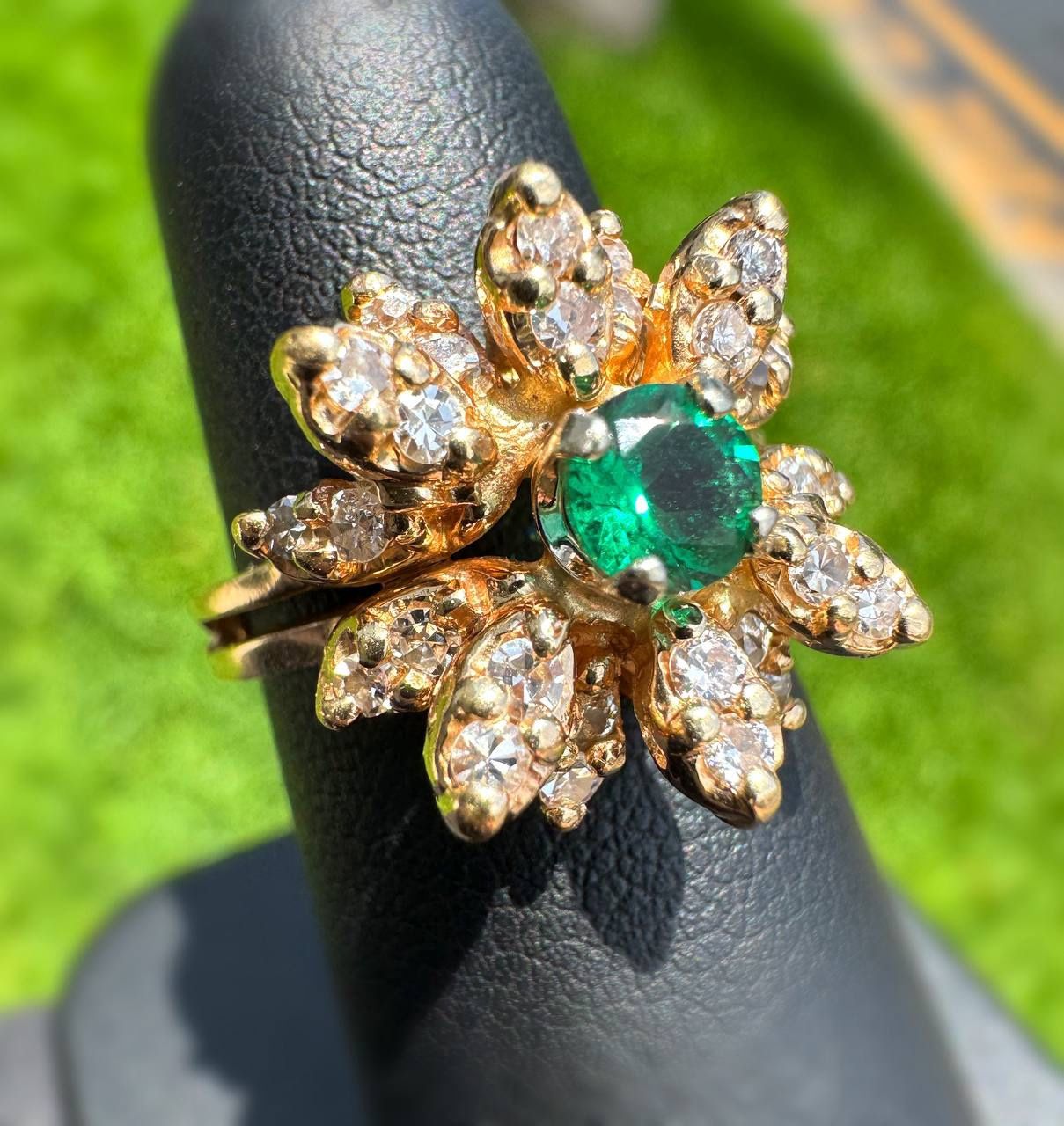 Jewelry Antique 14k solid yellow gold emerald natural diamonds 1.50CTW ring sz 6.00