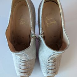 Beige Peep-Toe Christian Louboutin High Heel Booties