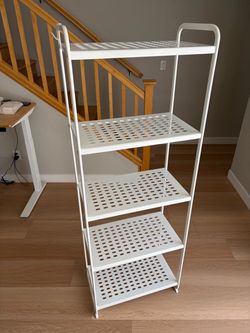 White Metal 5-Tier Storage Shelf Unit
