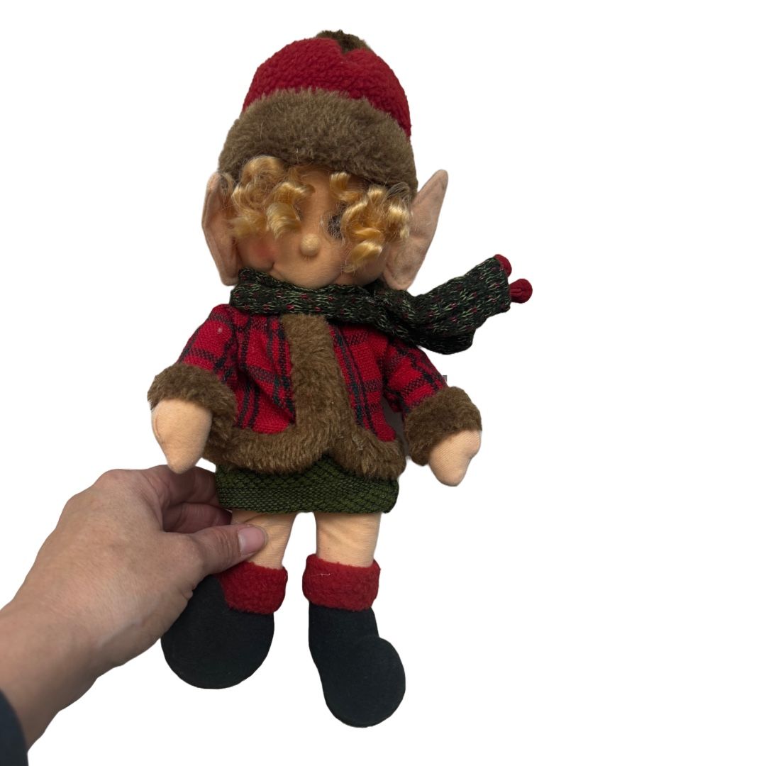 Vintage Christmas Elf with Curly Hair and Bendable Appendages
