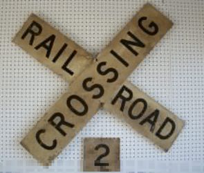 1930s metal RxR crossing sign