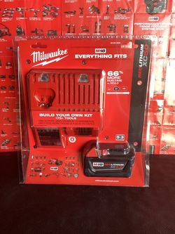 MILWAUKEE M18 18V LITHIUM-ION XC STARTER KIT WITH 5.0 AH BATTERY AND CHARGER