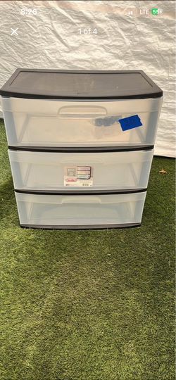 Sterilite 3-Drawer Storage Cart Clear Black
