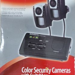 Vintage RadioShack Color Security Cameras with Switchbox system. 49-105