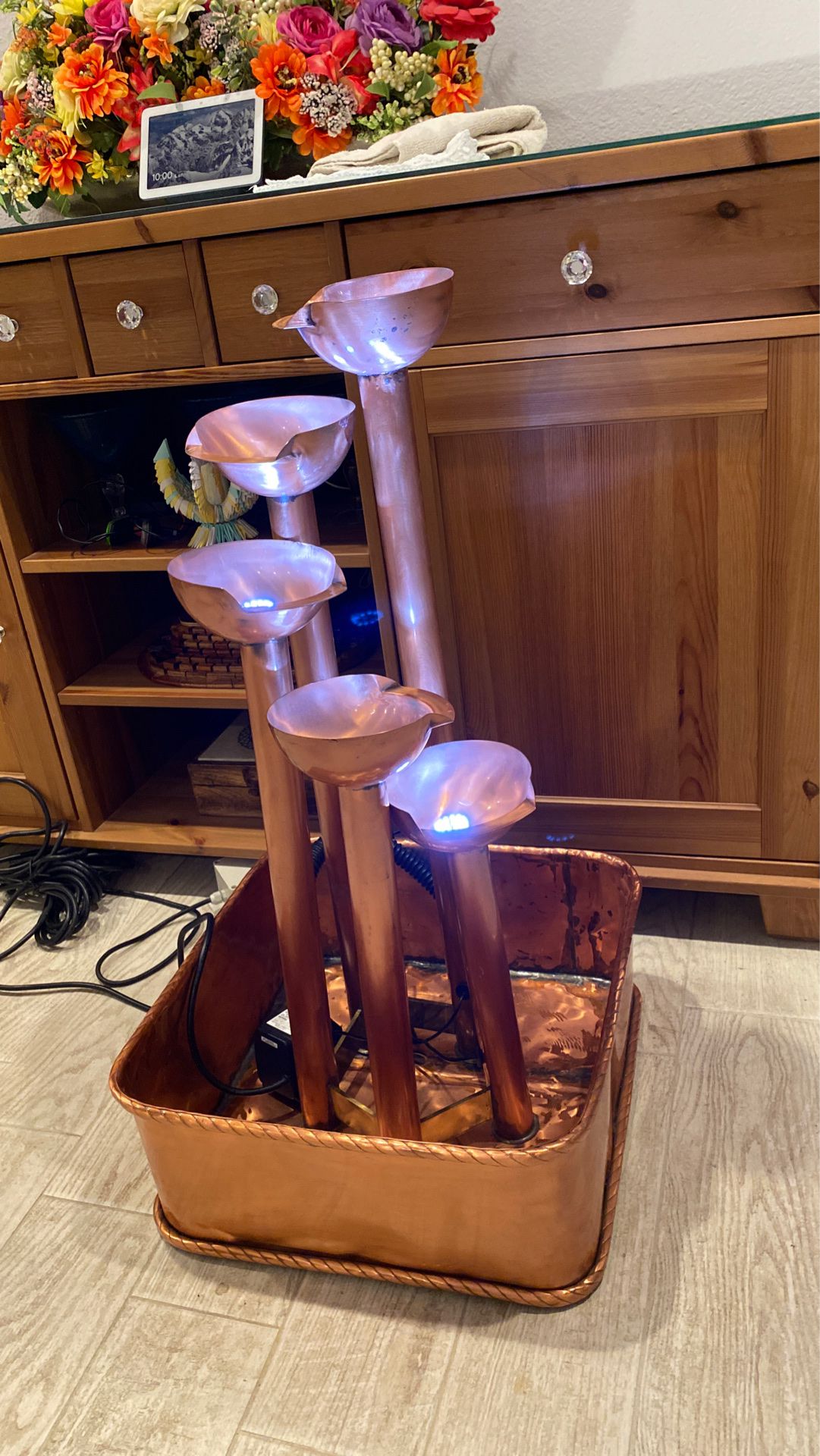 Beautiful Rose Gold Water Fall Fountain 5 Levels with LED Waterproof Lights Brand New Custom Made