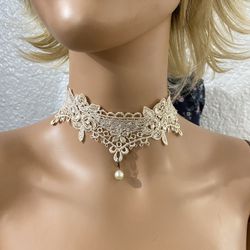 Antique Lace Choker Handmade Custom Size Available 