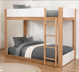 Brand New White & Natural Tone Twin Size Bunk Bed