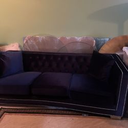 Reese contemporary navy tufted buttons design sofa