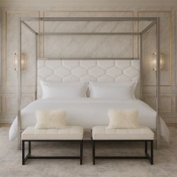 WHITE BOUCLE BENCHES 😍😍😍😍