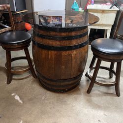 Wine Barrel Table With Storage 
