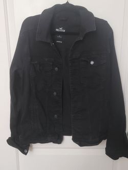 Men's Hollister Black Epic Flex DenimJean Jacket Size Large