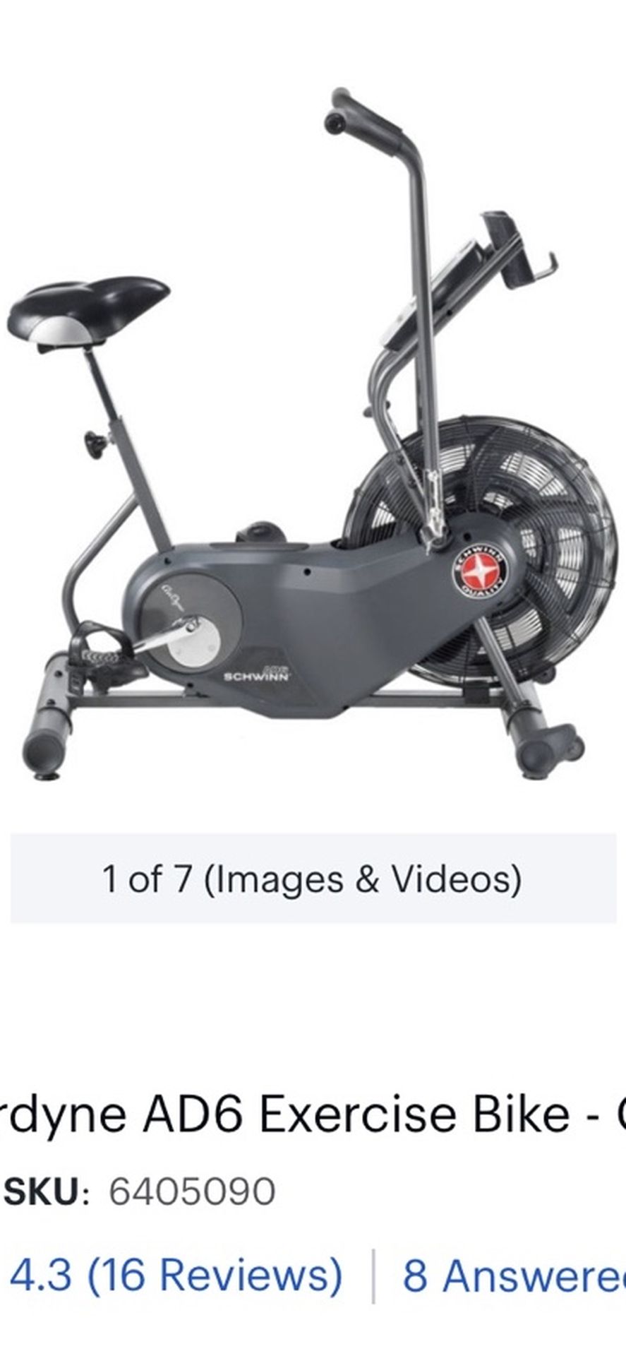 Really Good Condition, Schwinn - Airdyne AD6 Exercise Bike - Gray