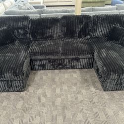 Black comfy sleeper sectional sofa