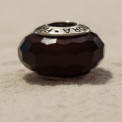 NEW Authentic Pandora Murano Glass Sterling Silver Faceted Charm Bead.  From a clean and smoke-free household.