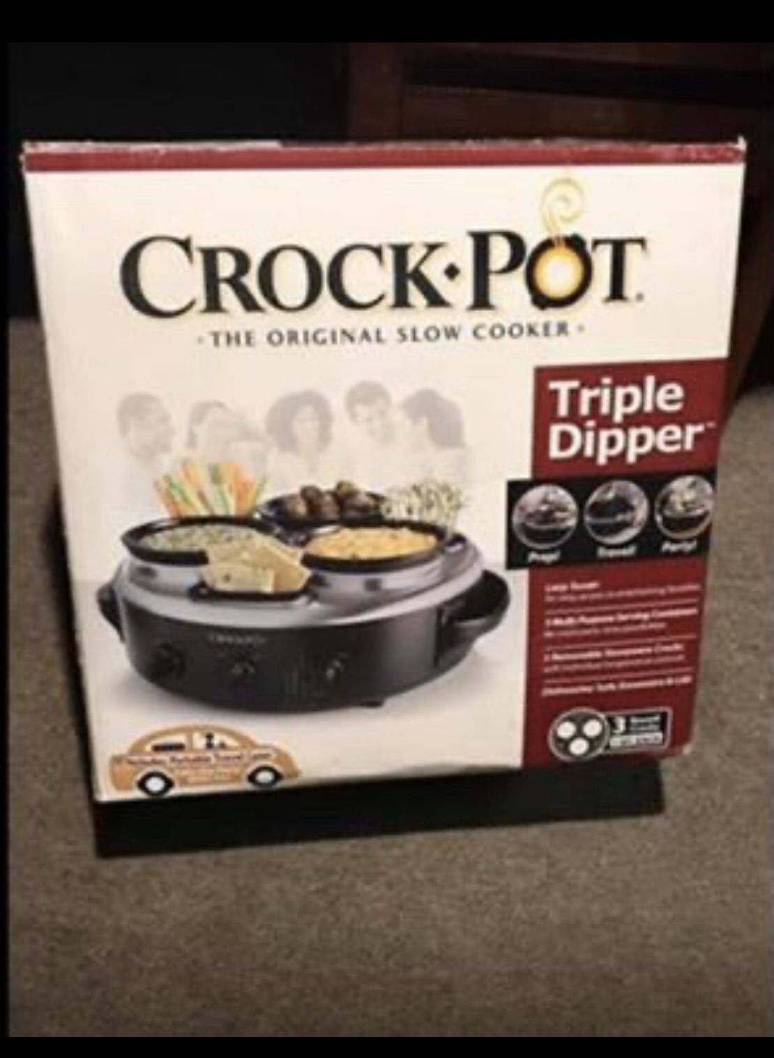 Crock- pot SCRTD 305 -BS 1 Quart triple Dipper Food Warmer with Portable Lid Stainless Steel