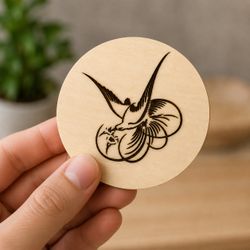 Laser Engraved Bird Wooden Fridge Magnet – Handmade Nature Decor & Unique Gift