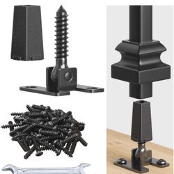 (212121-24) Adjustable Height and Angle Stainless Steel Connectors for Easy Installation of 1/2" Deck Stair Hollow Metal Balusters (60, Not Include Sh