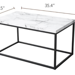 Roomfitters white marble print coffee table