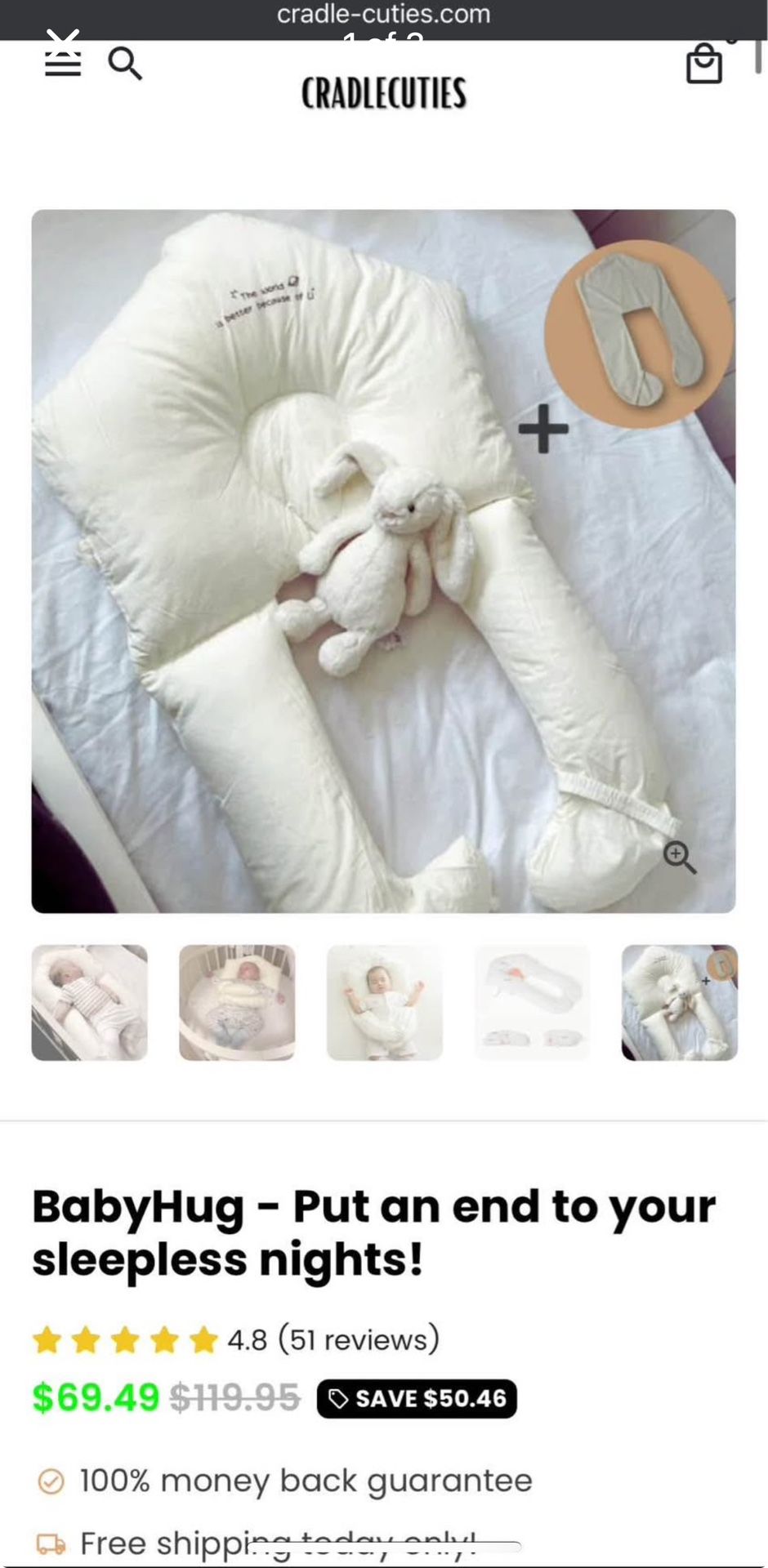 Cradle Cuties Pillow w/cover 