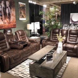 Game Zone Bark Power Reclining Living Room Set with Adjustable Headrest /Couch /Sofa and Loveseat 