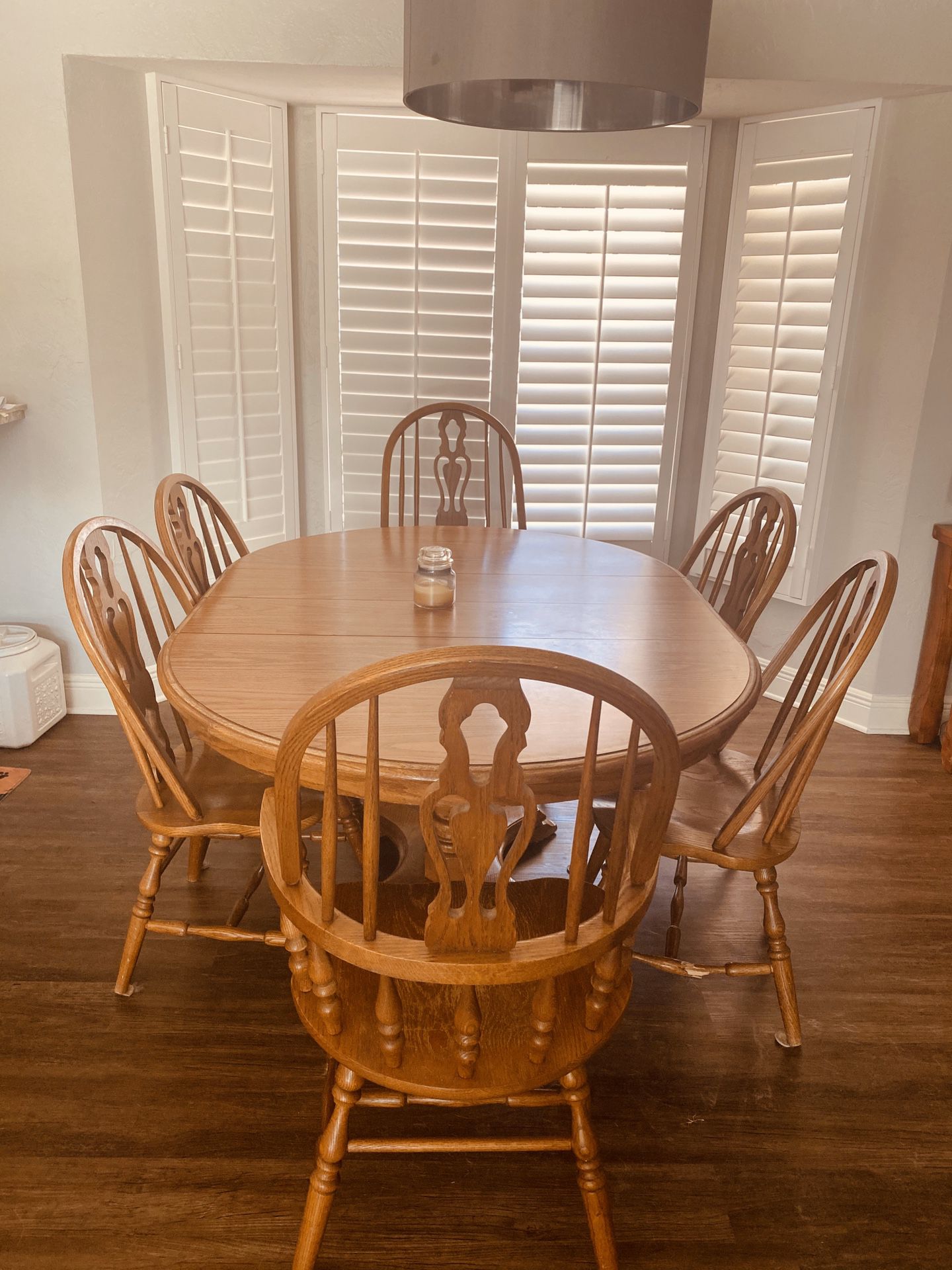 Real wood kitchen table and six chairs