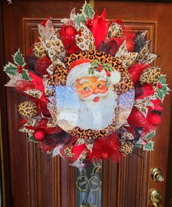 Santa leopard wreath