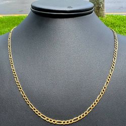 18k yellow gold solid Figaro link chain necklace 26.00” 3.00mm