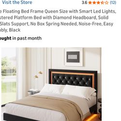 Cloth Queen Size Lighted Up Headboard, Switches On Both Side Frame, And Slits