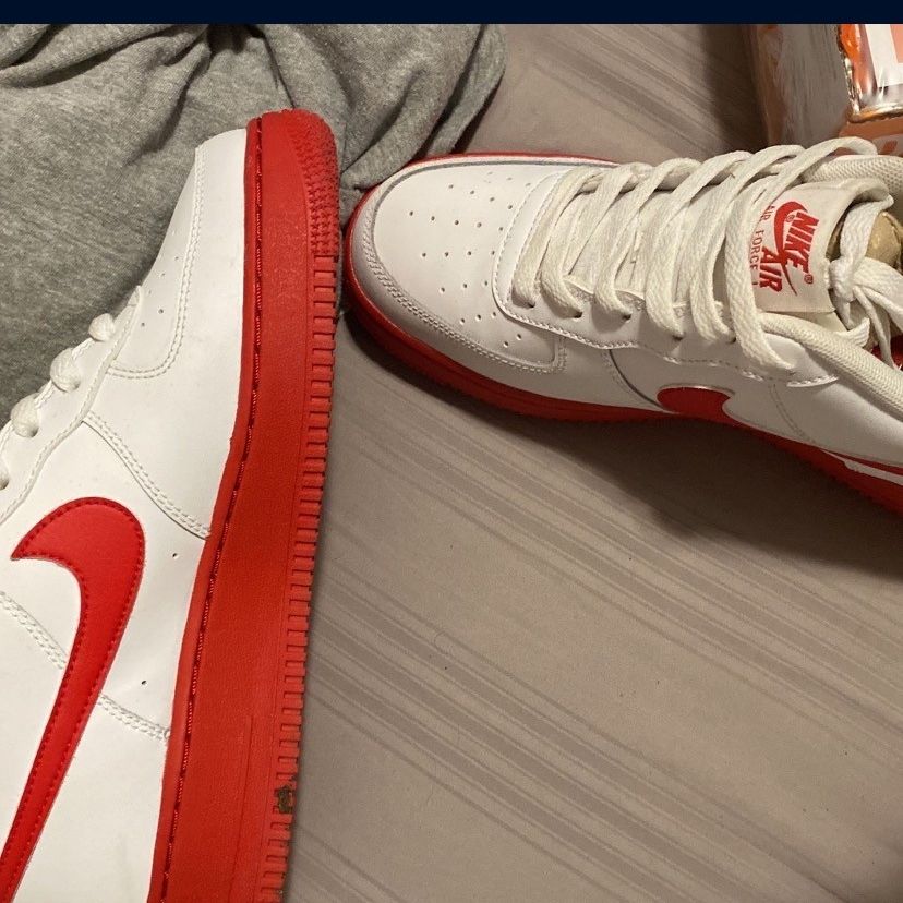 AIR force 1's , RED AND WHITE....