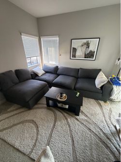 Commix 4 Piece Down Filled Overstuffed Sectional Sofa Set in Gray