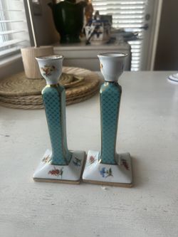 Pair Of White Candle Holders