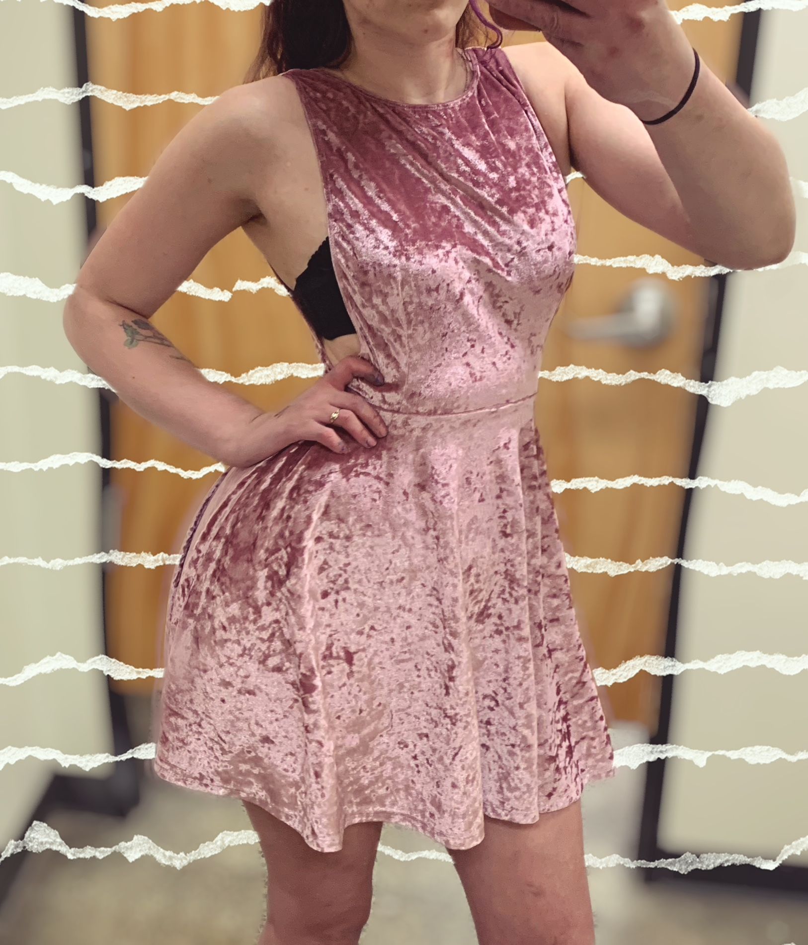 Tiger Mist Light Pink Velvet Skater Dress