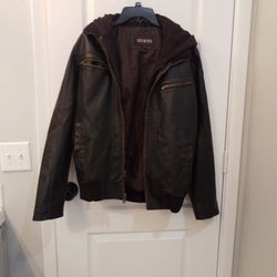 GUESS Mens Small Leather Jacket