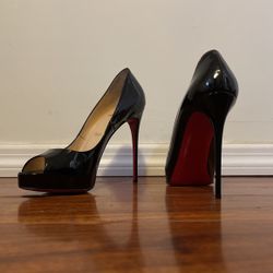 Christian Louboutin Black Peep Toe Heels 37