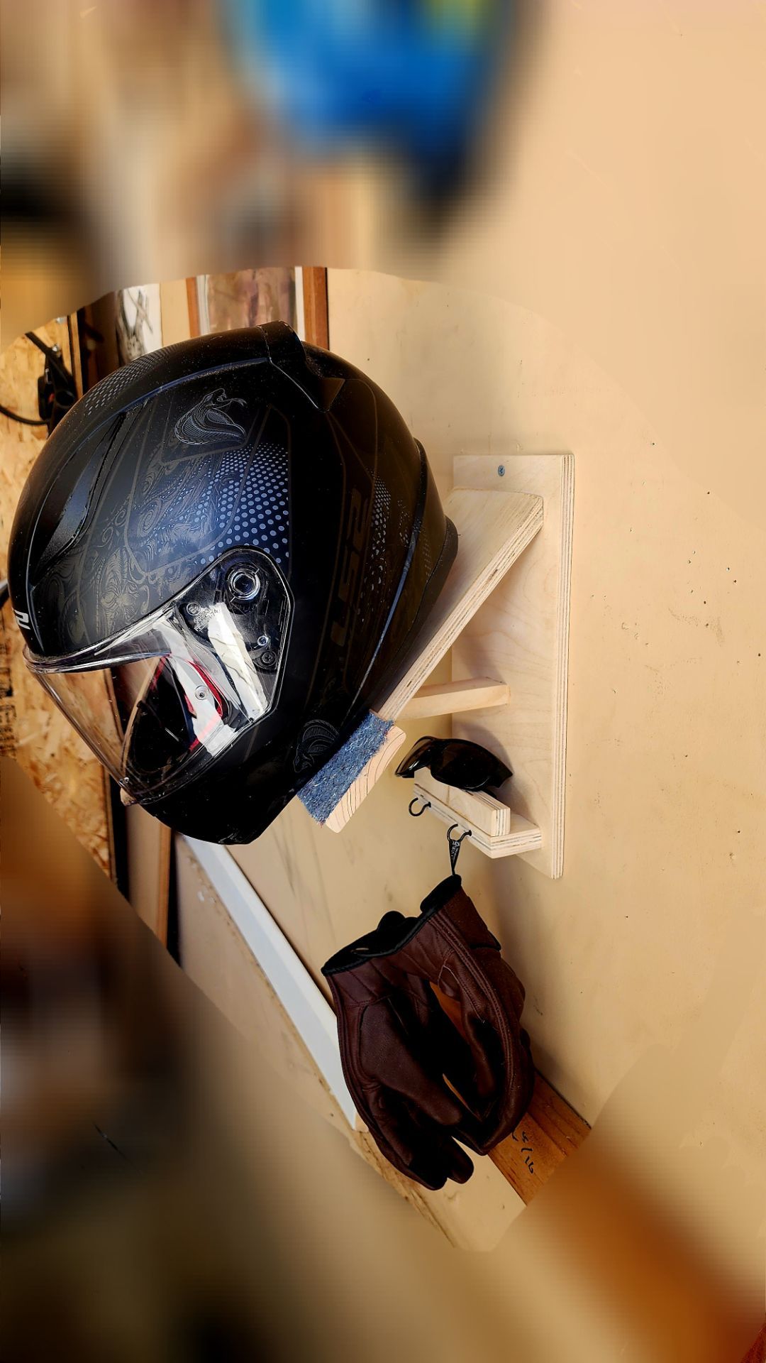 Helmet and Glove rack for motorcycles